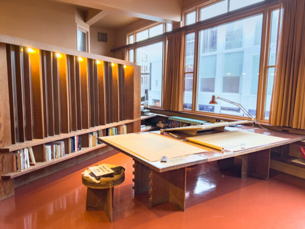 Desk in Frank Lloyd Wright's San Fransisco Office in Erie, PA's Hagen History Center