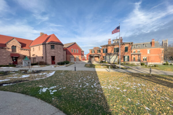 A portion of the exterior of the Hagen History Center in Erie, PA