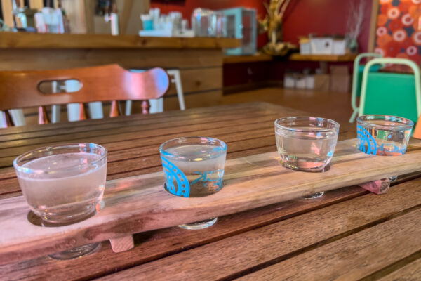 Flight of sake from Sango Kura in the Poconos