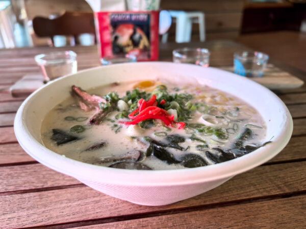 Bowl of ramen at Sango Kura Sake Brewery in Delaware Water Gap PA