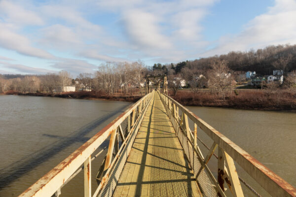 Looking out over the Hyde Park Walking Bridge in Leechburg PA