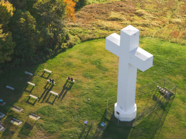 Aerial view over the Jumonville Cross in Pennsylvania