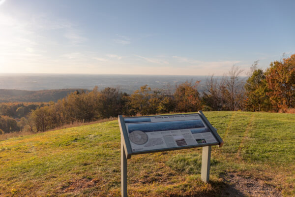 Information sign in front of the view from the Jumonville Cross near Uniontown PA