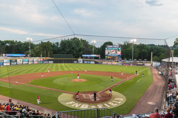 Early evening baseball game at FNB Field in Harrisburg PA