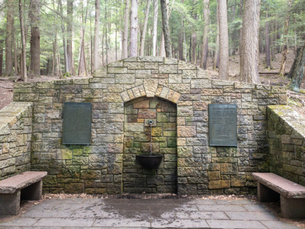 Memorial Fountain in Cook Forest State Park in the Pennsylvania Wilds