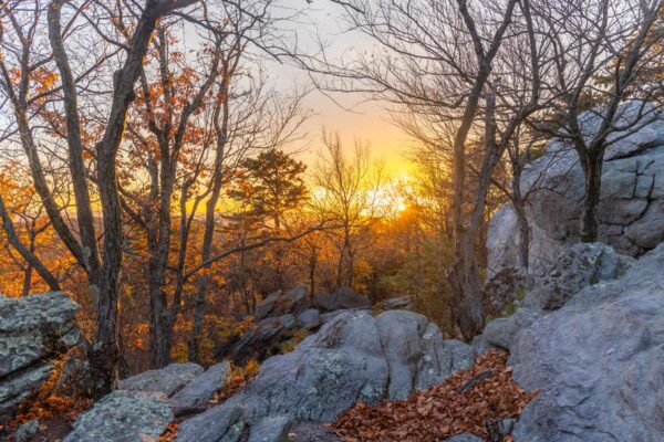 View of sunset from Hammonds Rocks in Cumberland County PA