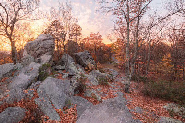 Sunset over Hammonds Rocks in Cumberland County Pennsylvania