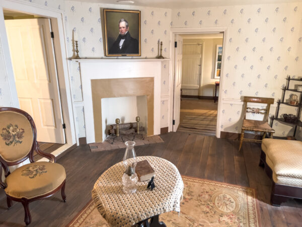 The parlor of the Ritner Boarding House in Chambersburg Pennsylvania decorated with period furniture