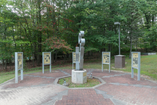 Signs near Jim Thorpe's grave in Jim Thorpe, PA