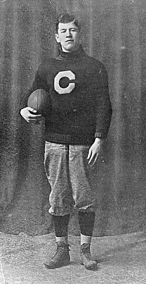 Jim Thorpe holding a football during his time in Carlisle, PA