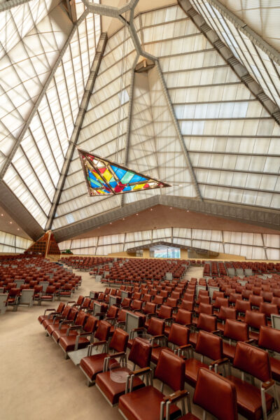 Inside the main sanctuary at Frank Lloyd Wright's Beth Sholom Synagogue in Elkins Park PA