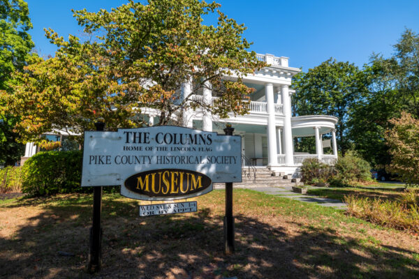 The exterior of the Columns Museum in the Poconos.