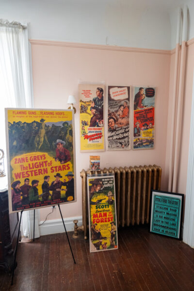 Zane Grey movie posters hanging on the wall at the Columns Museum in Pike County PA