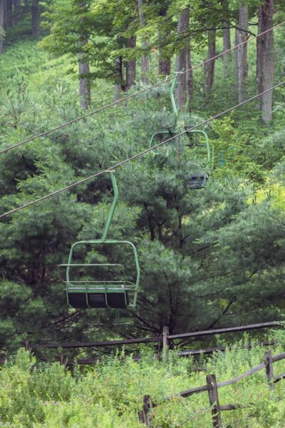 Abandoned ski lifts hanging in the air at Denton Hill State Park near Coudersport, PA