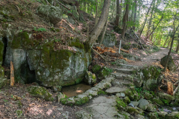 Rocky hiking trail at Bedford Springs Resort in Pennsylvania