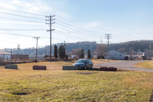 Parking area for the Butler Swinging Bridge behind Pullman Park.