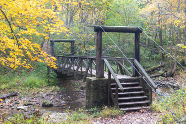 The second swinging bridge in Cedar Creek Park in Belle Vernon PA