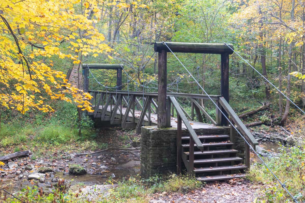 Hiking the Gorge in Cedar Creek Park to its Swinging Bridges and ...