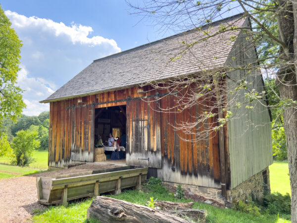 The exterior of the barn at the Oliver Miller Homestead in South Park, PA