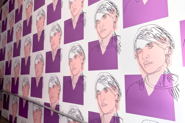 Repeating pop art portrait of Andy Warhol at the Andy Warhol Museum in Pittsburgh PA
