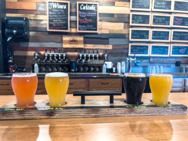 Flight of beer at Forbes Trail Brewing in Somerset County PA