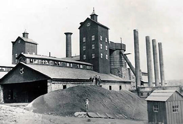 A historic photo of the Lock Ridge Iron Furnace in Alburtis PA