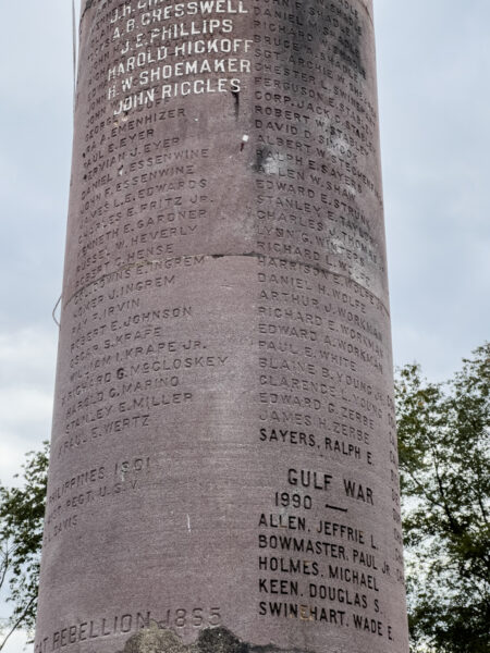 A close look at the inscriptions on the Capitol Column in McElhattan, Pennsylvania