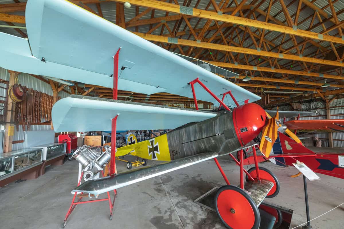 A triplane on display at the Golden Age Air Museum in Bethel PA