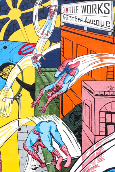 Close-up of the Spiderman Mural in Johnstown PA