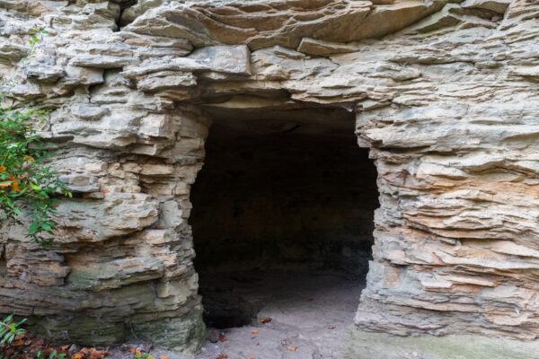 Entrance to a man-made cave in Montour Woods near Pittsburgh PA