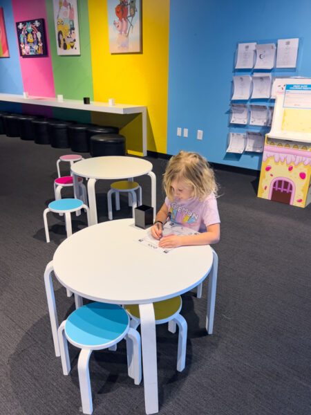 Child drawing in the Toon Room at the Cartoon Network Hotel in Lancaster PA