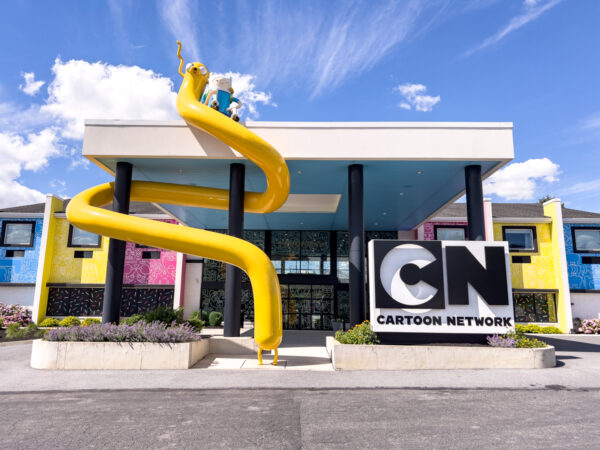 The exterior of the Cartoon Network Hotel in Lancaster County, Pennsylvania