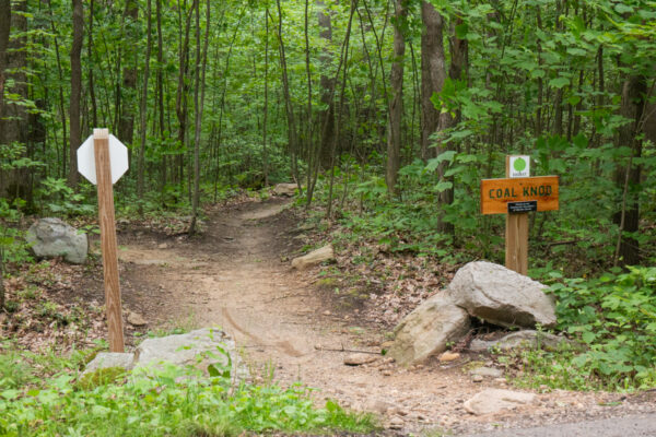 Trailhead for the mountain biking trails at Jakes Rocks in the Allegheny National Forest of PA