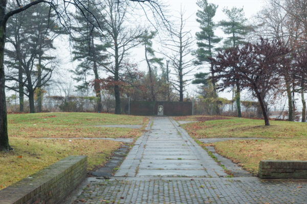 A wide shot of the William Penn Landing Site Park in Chester PA