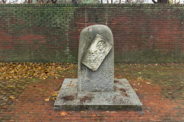 The monument in the William Penn Landing Site in Chester, PA