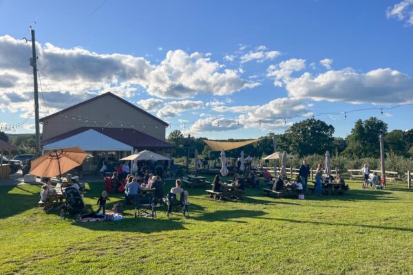 People enjoying the outdoor space at Big Hill Ciderworks in Gardners PA