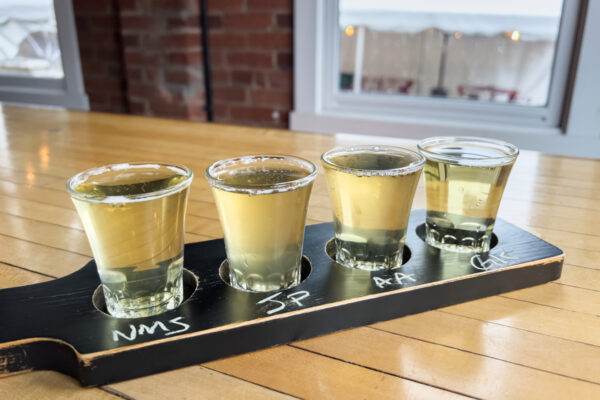 My flight of hard ciders at Good Intent Cider in Bellefonte, PA.