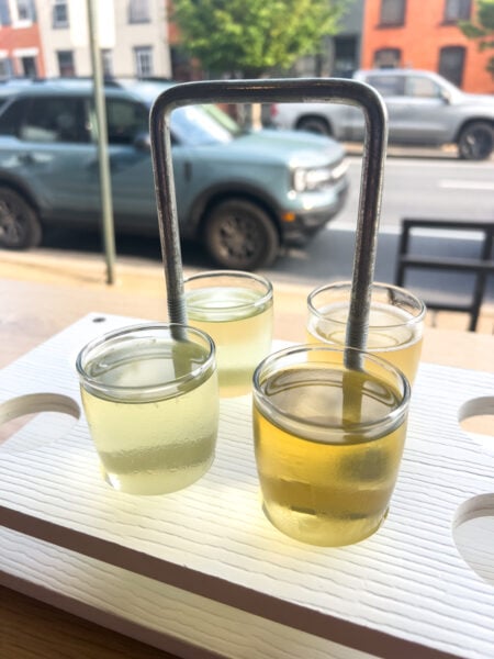 A flight of ciders at Levengoods of Lancaster in Pennsylvania