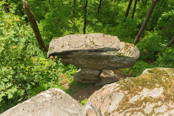 Looking down on Ticklish Rock in Sullivan County, PA