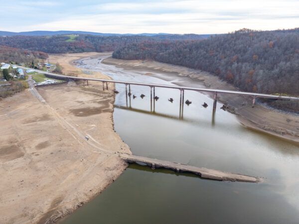 Aerial view of the Great Crossings Bridge and the Route 40 Bridge at the Somerfield North Recreation Area in Somerset County PA