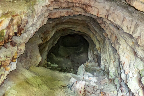 Inside the stone-walled abandoned train tunnel in Big Spring State Park in Perry County PA