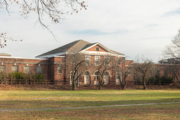 A brick building on the grounds of the Harrisburg State Hospital in Pennsylvania