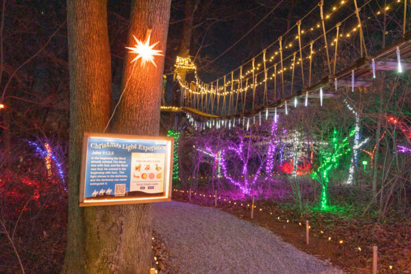 Sign with a Bible verse at the Christmas Lights at Refreshing Mountain in Lancaster County PA