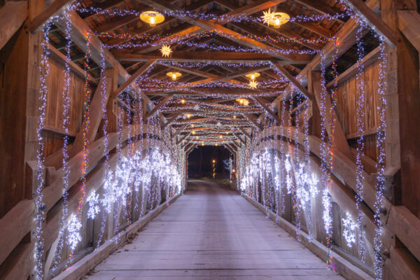 Inside the covered bridge at Stone Gables in Elizabethtown Pennsylvania