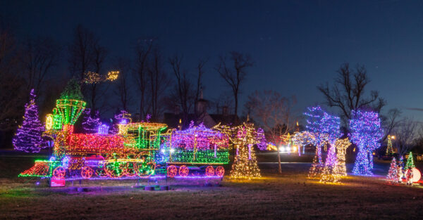 Lit train at Stone Gables Estate in Lancaster County PA