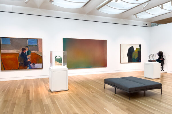 Paintings and sculptures on display at the Palmer Museum of Art at Penn State University.