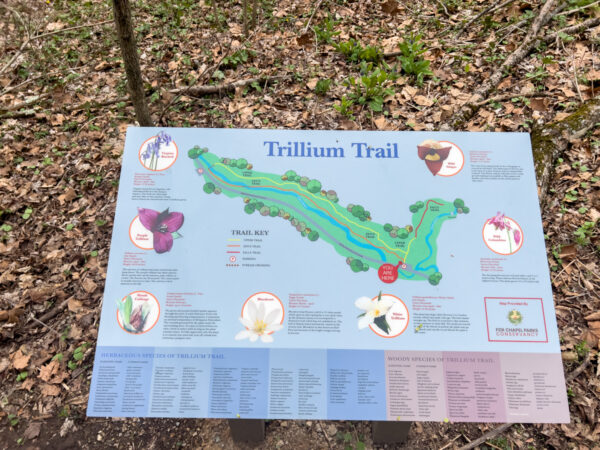A map of the Trillium Trail near the first parking area.
