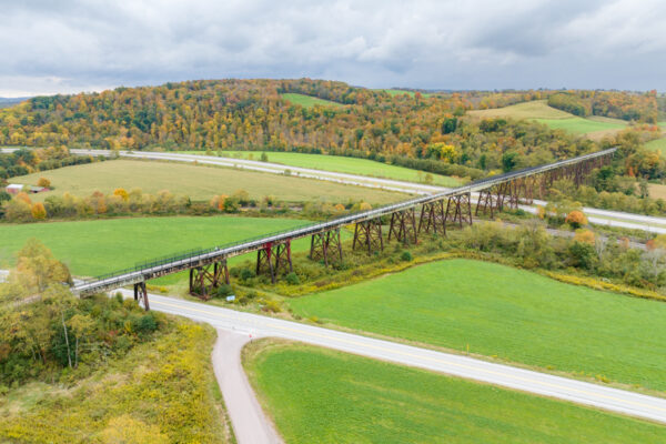 Drone photo Looking out over the Casselman River Valley and the Salisbury Viaduct in Somerset County PA