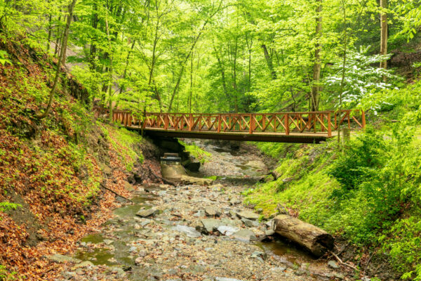 Bridge crossing Guyasuta Run on the way to Washboard Falls near Pittsburgh PA