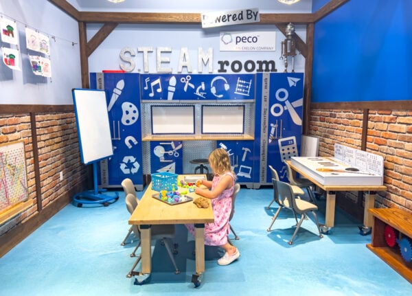 Little girl plays at New Hope's Bucks County Chilrdrens Musuem